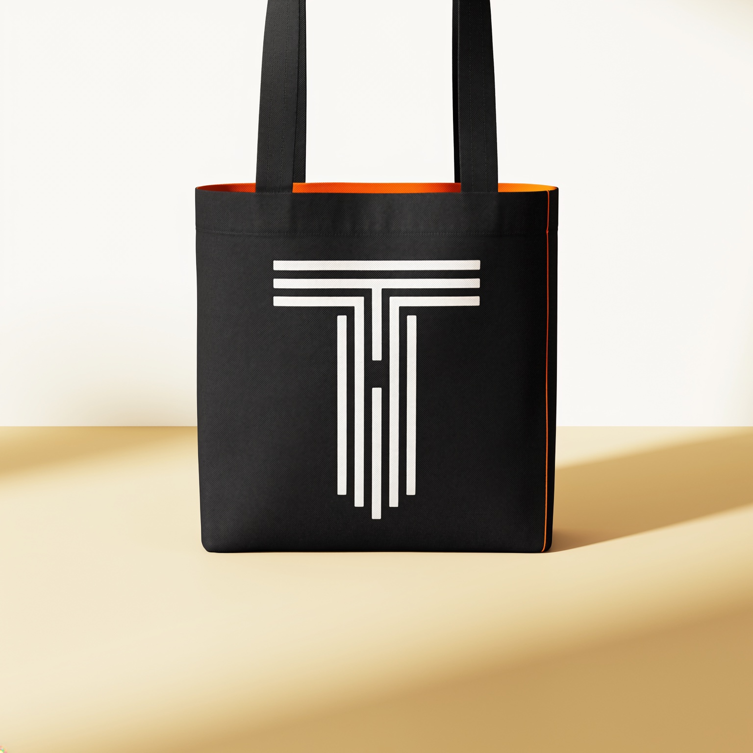 Black tote bag with a centred white Tecton Ink mark